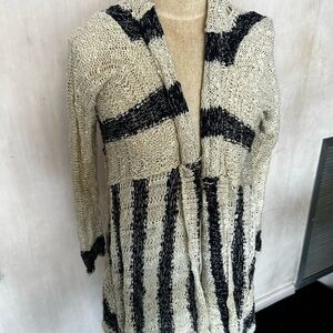 NWT Euphoria Los Angeles Anthropologie cream blue open knit cardigan sweater